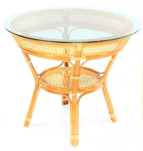 Обеденный круглый стол из ротанга Ява
