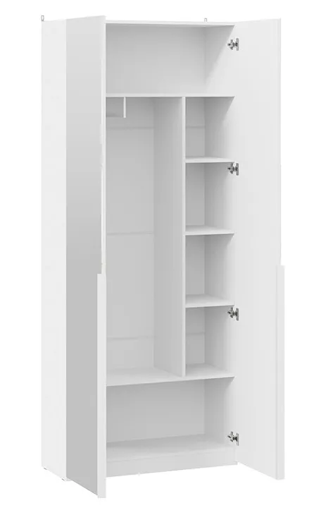 Шкаф для одежды с 2 зеркальными дверями Порто белый жемчуг белый софт СМ-393.07.224