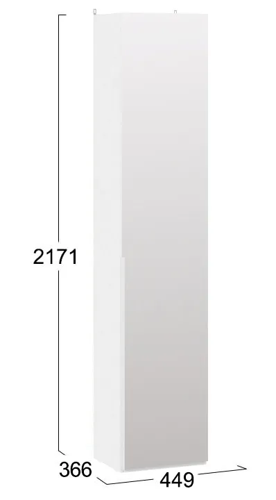 Шкаф для белья с зеркальной дверью Порто белый жемчуг белый софт СМ-393.07.212