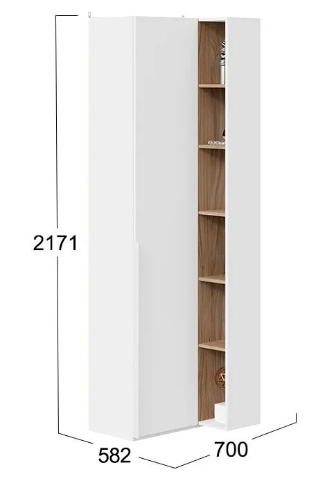 Шкаф угловой с переходным стеллажом Порто белый жемчуг белый софт СМ-393.21.024