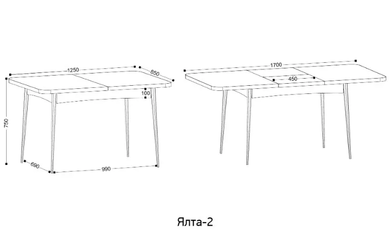 Раздвижной стол Ялта 2 с цилиндрическими опорами Ясень анкор светлый