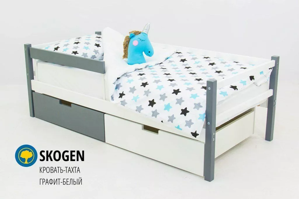 Детская кровать-тахта Svogen с бортиком и ящиками