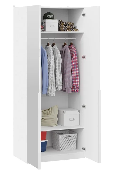 Шкаф для одежды с зеркальными дверями Порто белый жемчуг белый софт СМ-393.07.004