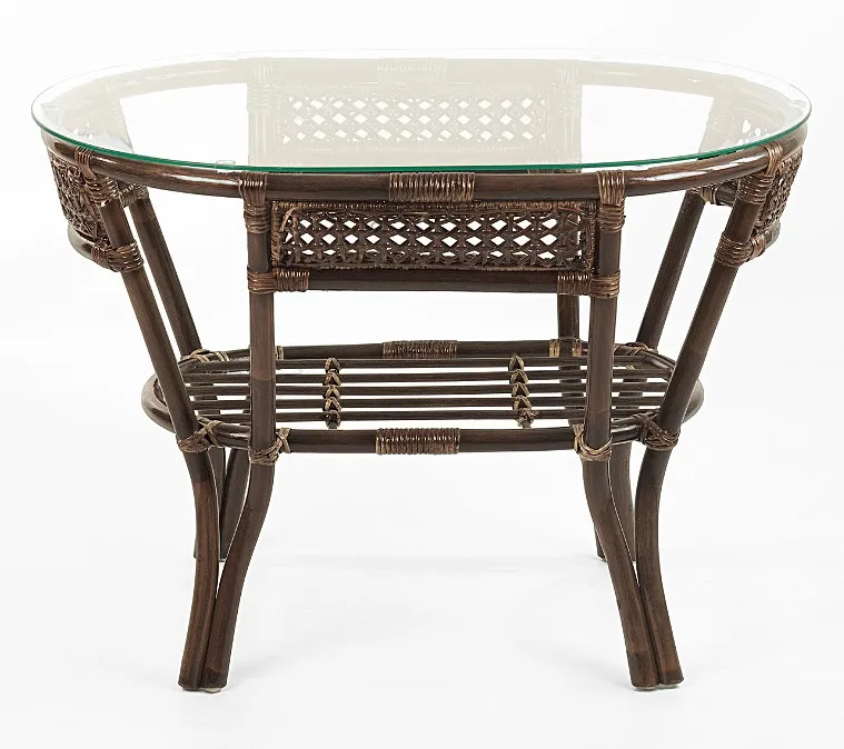 Комплект мебели из ротанга Пеланги 02 15 дуэт с овальным столом темно-коричневый