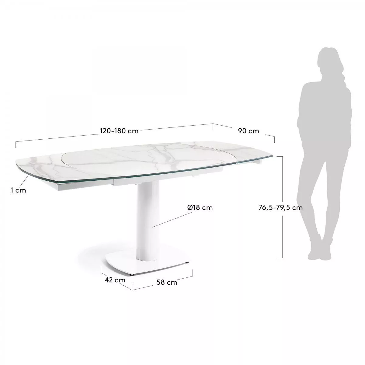Обеденный стол La Forma Stephane белый мрамор