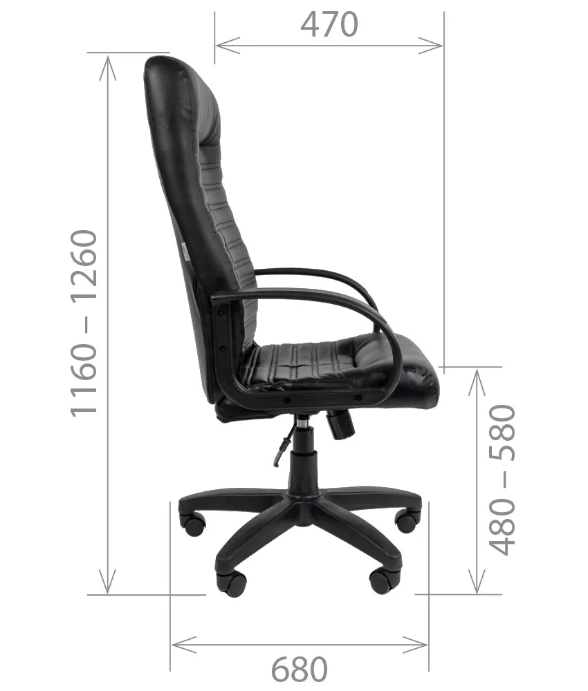 Кресло руководителя CHAIRMAN 480 LT с высокой спинкой и подлокотниками черный