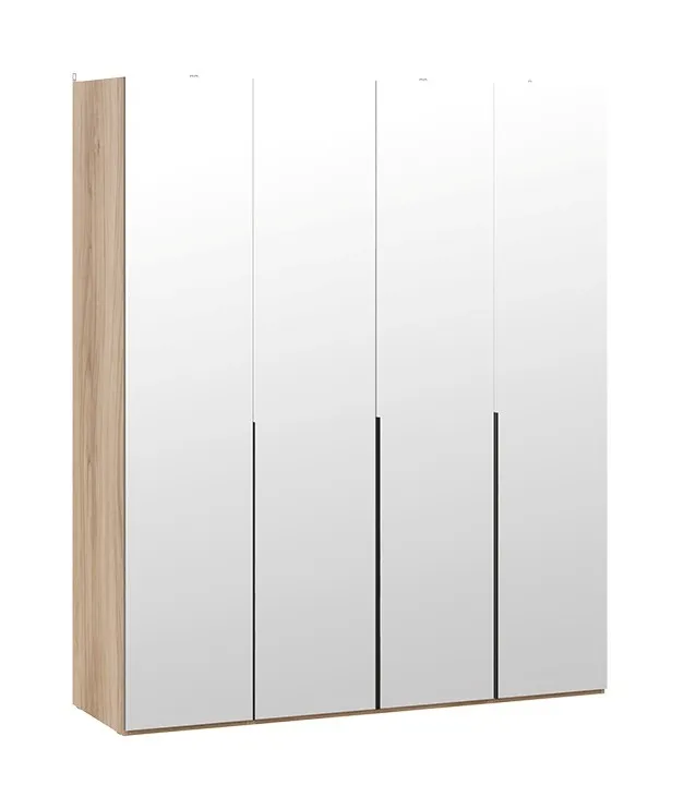 Шкаф для одежды с 4 зеркальными дверями Порто яблоня беллуно графит софт СМ-393.07.109