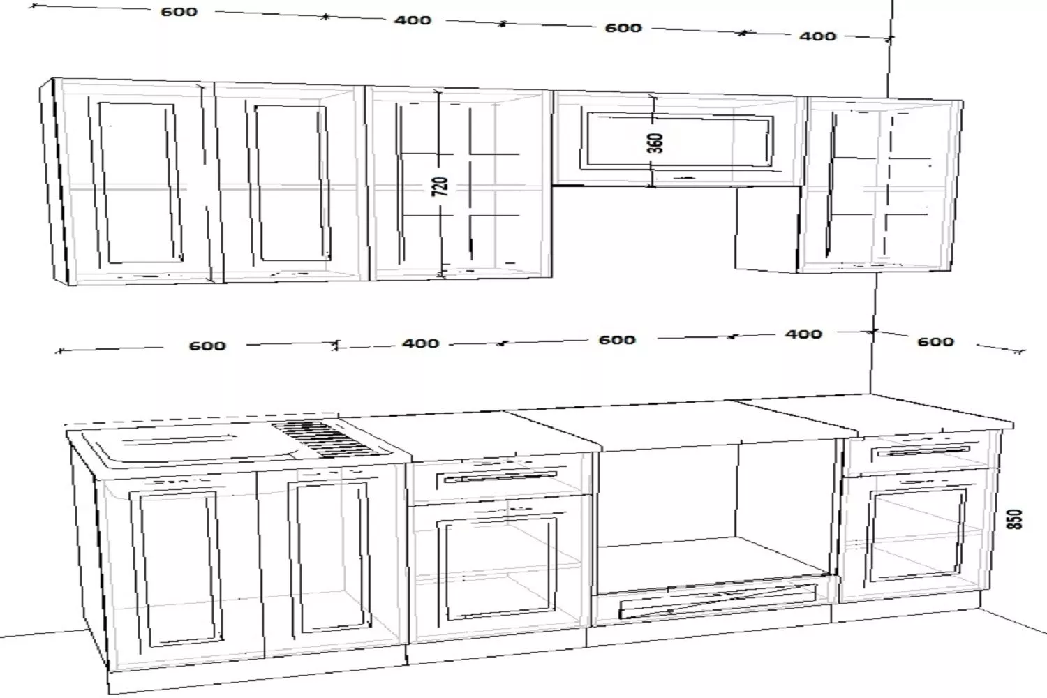 Кухонный гарнитур 1 Белый Вегас 2000