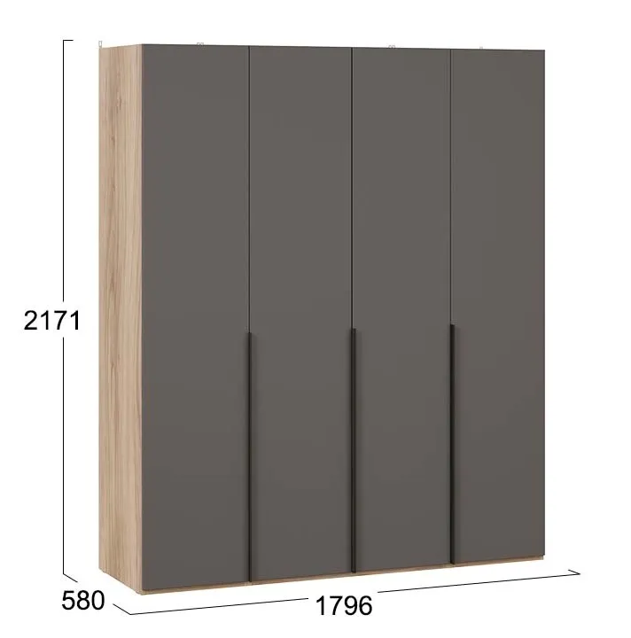 Шкаф для одежды с 4 глухими дверями Порто яблоня беллуно графит софт СМ-393.07.110