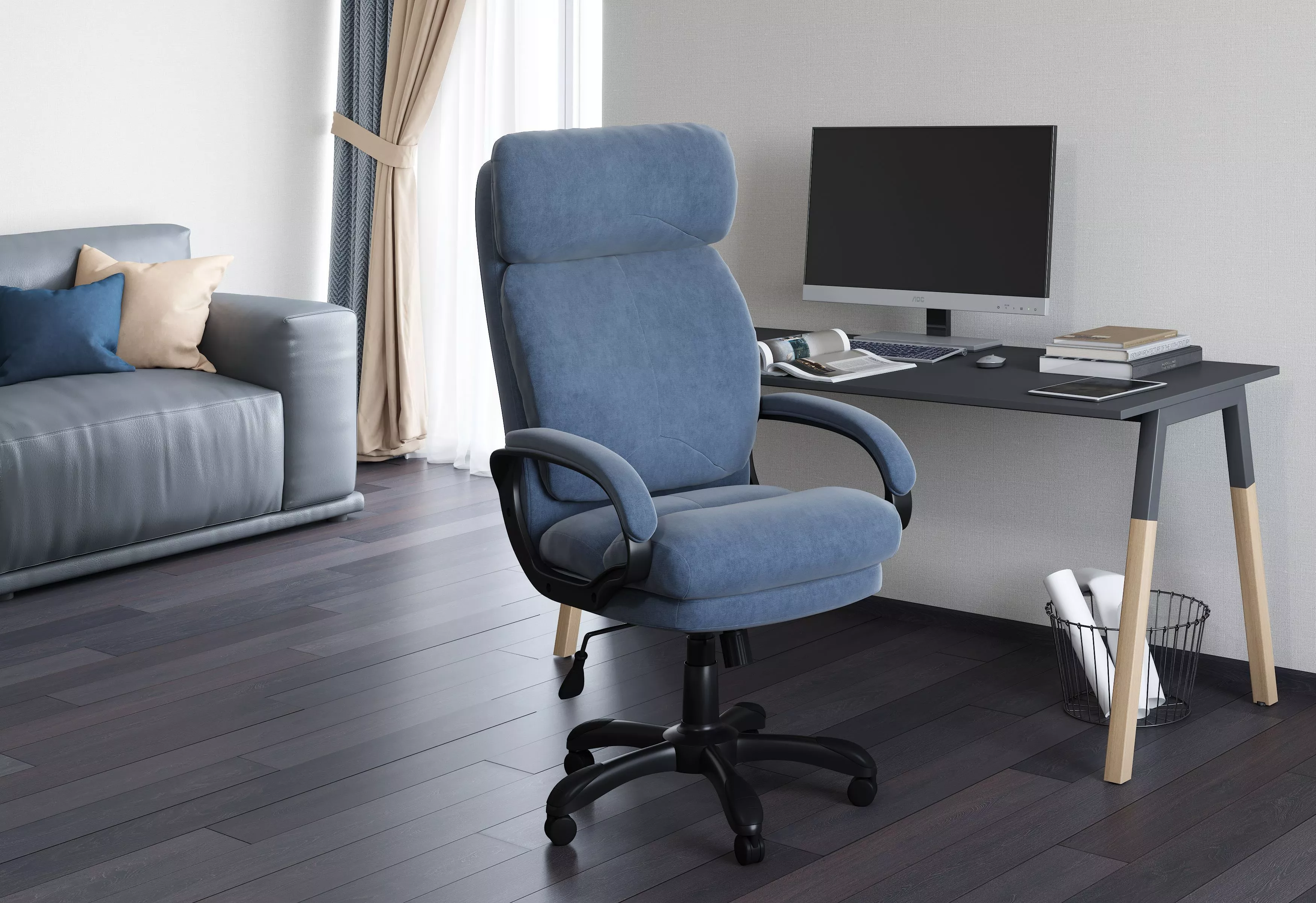Кресло компьютерное CHAIRMAN HOME 505 для дома усиленное до 150 кг голубой