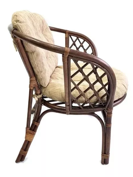 Кресло из ротанга Багама орех матовый (подушки шенилл обычные светлые)