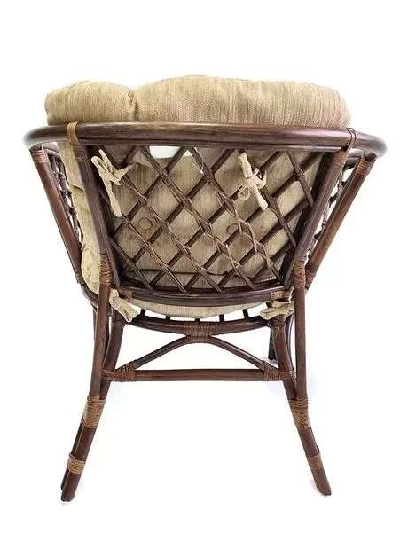 Кресло из ротанга Багама орех матовый (подушки шенилл обычные светлые)