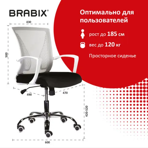 Кресло офисное BRABIX Wings MG-306 Серый черный 532010