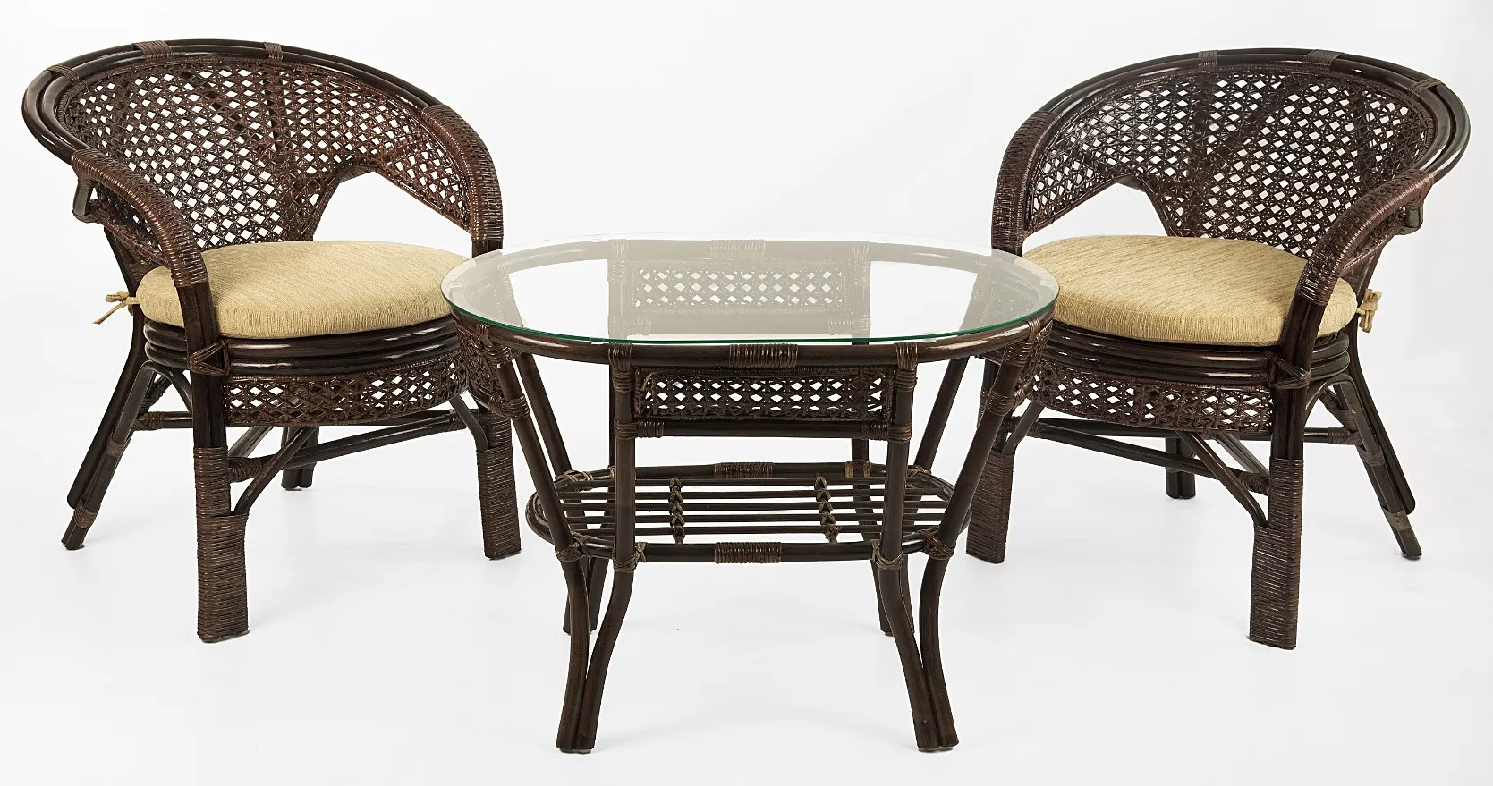 Комплект мебели из ротанга Пеланги 02 15 дуэт с овальным столом темно-коричневый