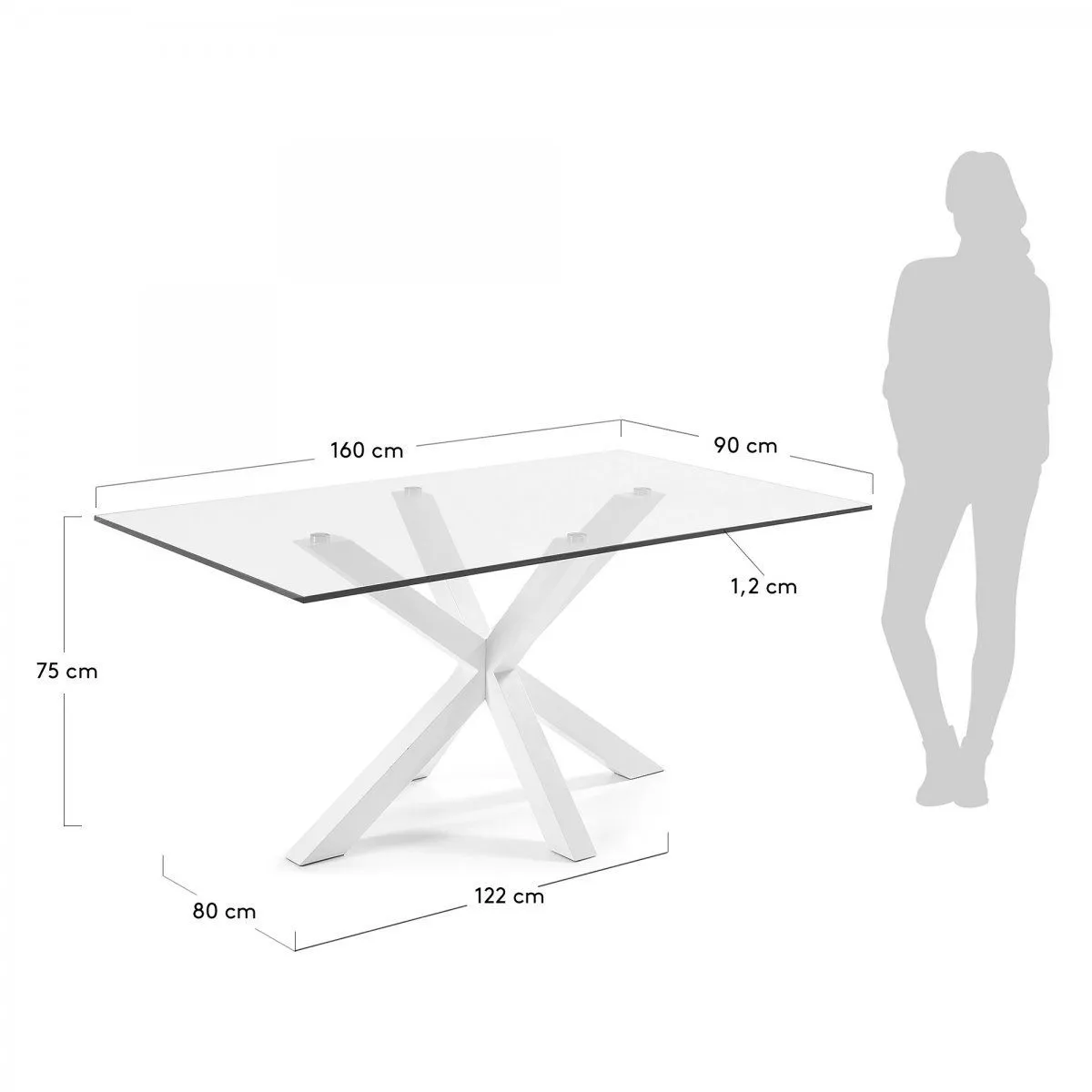 Обеденный стол La Forma Arya 160х90 со стеклянной столешницей C435C07