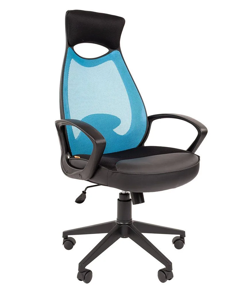 Кресло для руководителя CHAIRMAN 840 BLACK голубой