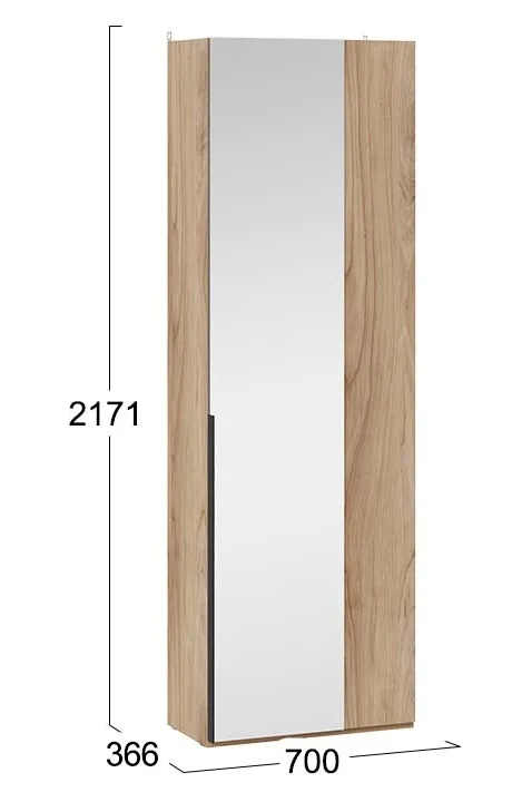 Шкаф для одежды угловой с зеркальной дверью Порто яблоня беллуно графит софт СМ-393.07.232