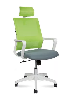 Кресло компьютерное Бит с подголовником белый пластик зеленый / темно-серый 815AW-AF07-T58 NORDEN