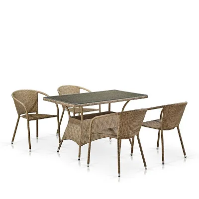 Комплект мебели из ротанга T198D/Y137C-W56 Light Brown (4+1)
