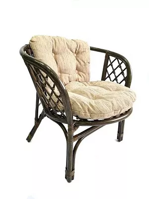 Кресло из ротанга Багама олива (подушки шенилл обычные светлые)