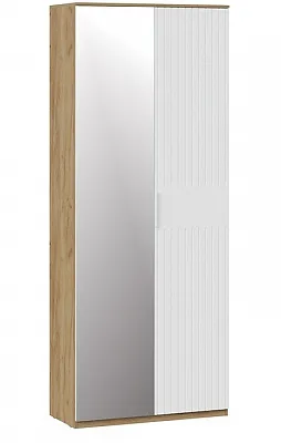 Шкаф комбинированный с 2 дверями и зеркалом Хилтон дуб крафт золотой белый матовый 404.003.000