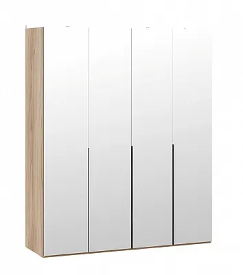 Шкаф для одежды с 4 зеркальными дверями Порто яблоня беллуно графит софт СМ-393.07.109