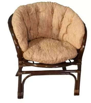 Кресло из ротанга Багама темно-коричневый (подушки шенилл полные светлые)