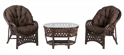 Комплект мебели из ротанга Черчилль (Рузвельт) дуэт с овальным столом орех матовый