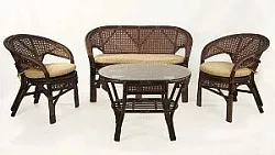 Комплект мебели из ротанга Пеланги 02 15 с 2х местным диваном орех матовый