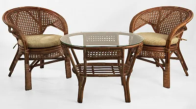 Комплект мебели из ротанга Пеланги 02 15 дуэт с овальным столом миндаль матовый