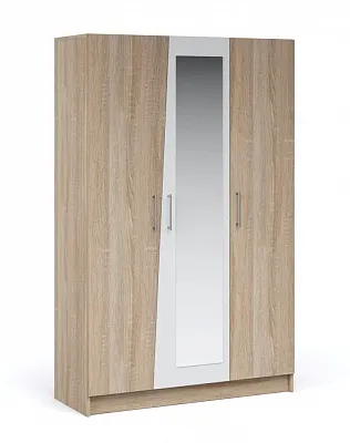 Шкаф 3-х дверный с зеркалом Антария дуб сонома белый