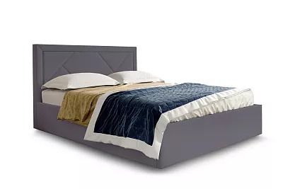 Кровать Сиеста 1600 с ПМ и бельевым ящиком альба темно-серый