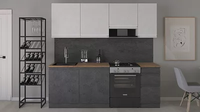 Кухонный гарнитур Бронкс Леко 2200 бетон / кварц
