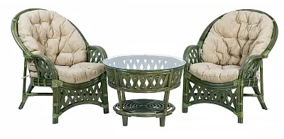 Комплект мебели из ротанга Черчилль (Рузвельт) дуэт с круглым столом олива