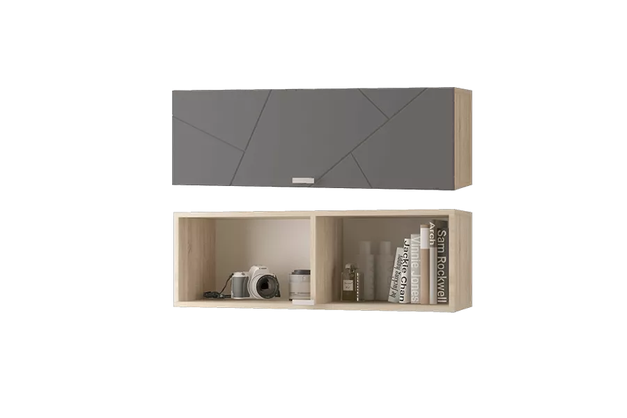 Шкаф настенный с горизонтальной дверкой 900 Скайлайн Сонома и Графит МЛК