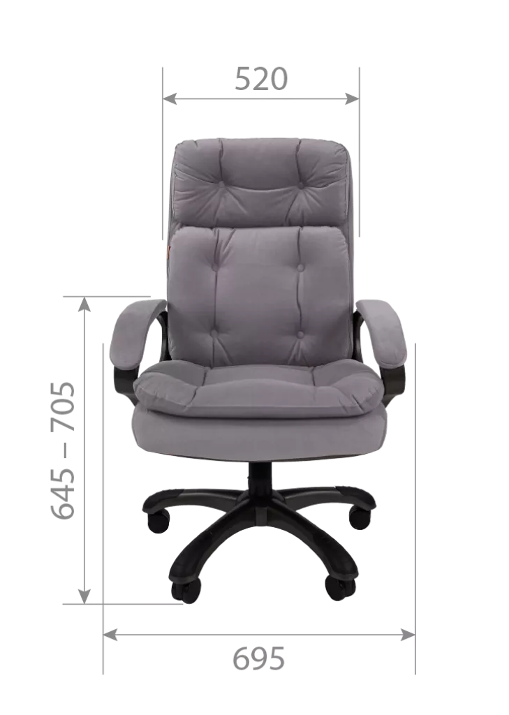 Кресло руководителя усиленное до 150 кг CHAIRMAN 442 велюр серый