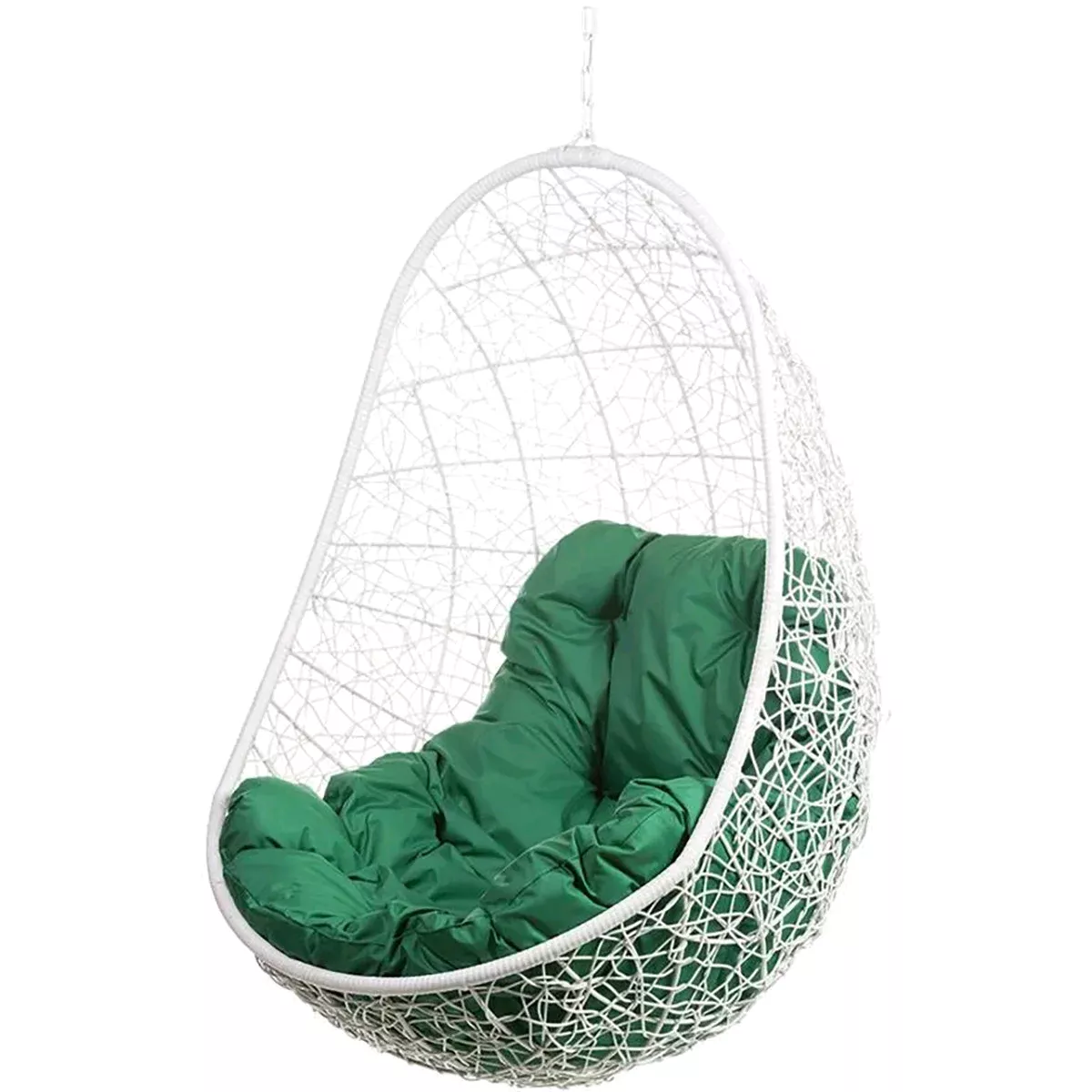 Подвесное кресло без стойки Bigarden Easy White BS с зеленой подушкой