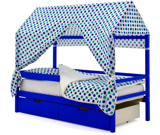 Кровать-домик с крышей Svogen синий