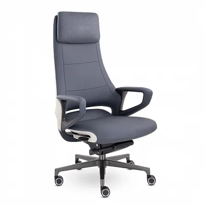 Кресло руководителя EPIK A-001-MB регулируемый подголовник экокожа темно-синий / кремовый