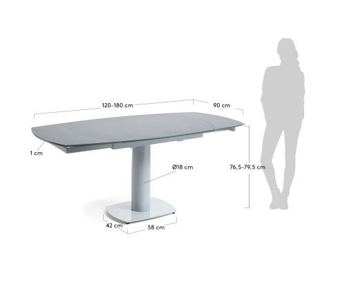 Обеденный стол La Forma Stephane серый керамический