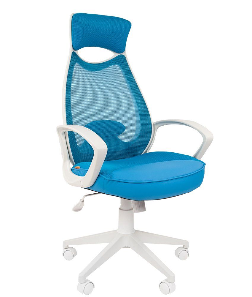 Кресло для руководителя CHAIRMAN 840 WHITE голубой</div>
