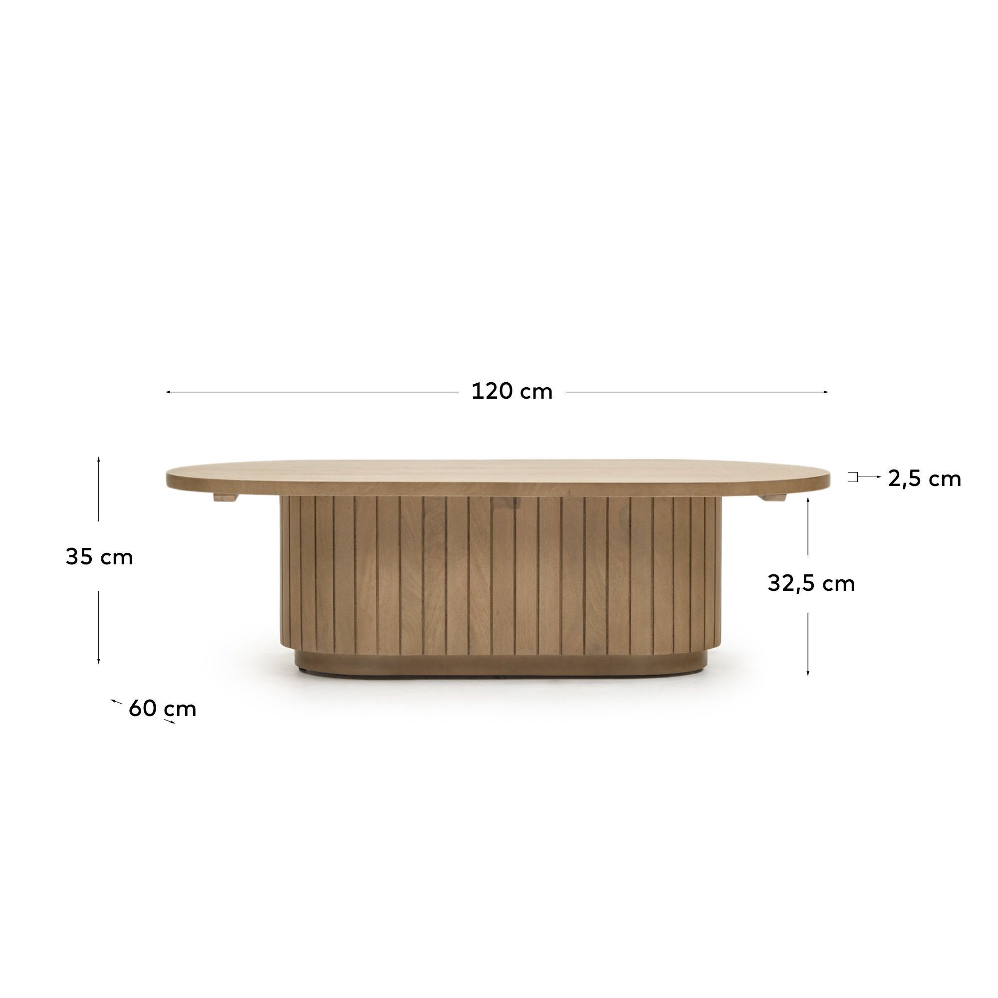 Журнальный столик La Forma Licia из массива дерева манго 120 x 60 см