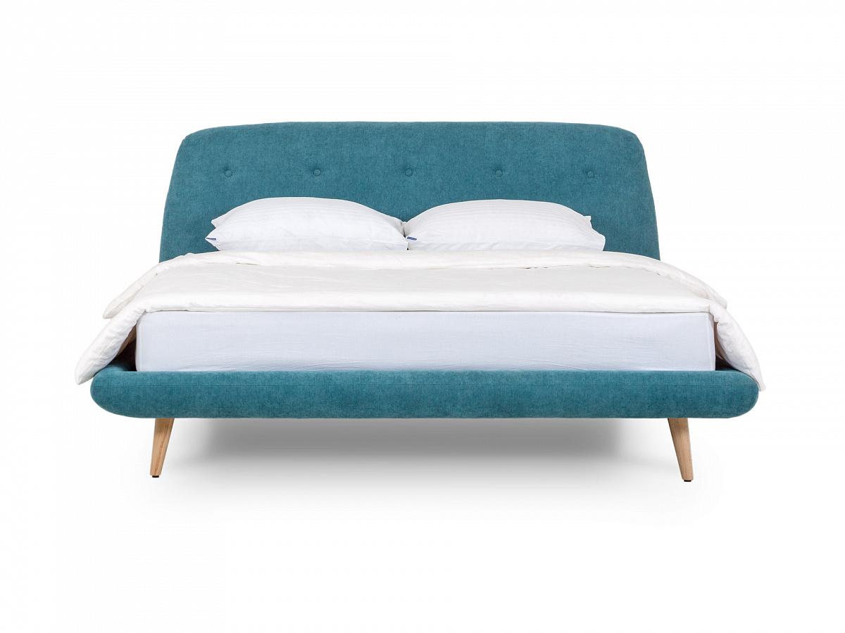 Кровать с мягким изголовьем Loa 160x200 зеленый 464183