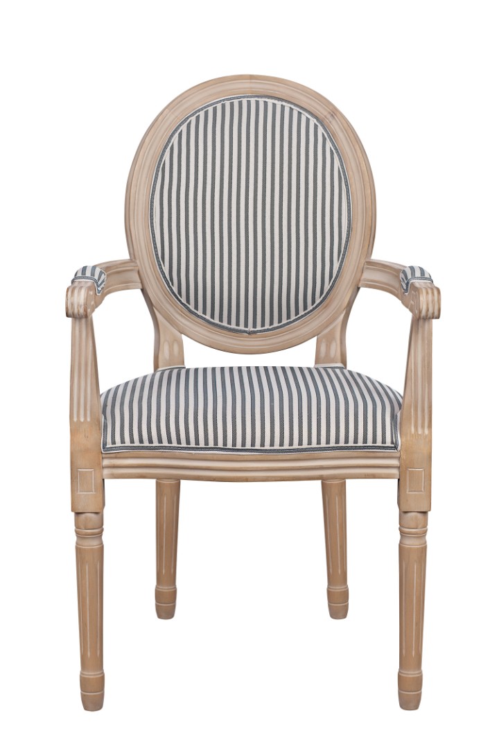 Мягкий стул с подлокотниками Volker Arm Black Pinstripe Бежевый