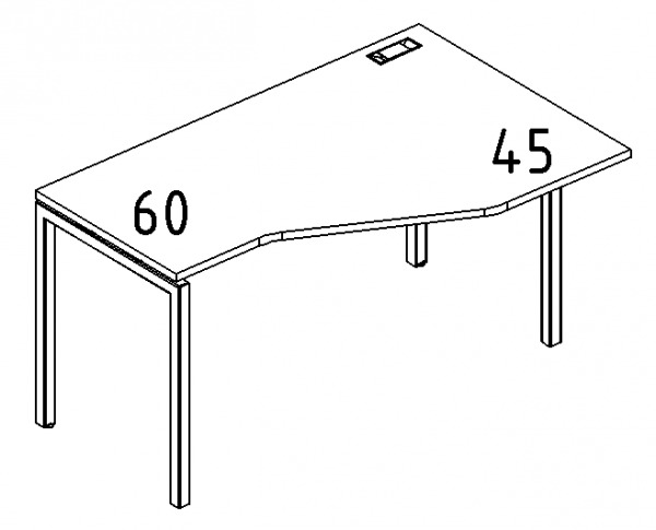 Стол эргономичный правый Техно 140х90х75 на металлокаркасе DUE А4 2 054