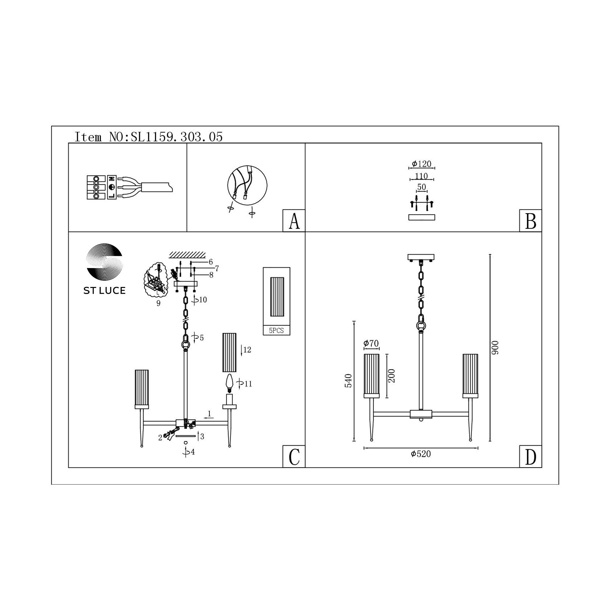 Подвесная люстра ST LUCE ACAZIO SL1159.303.05