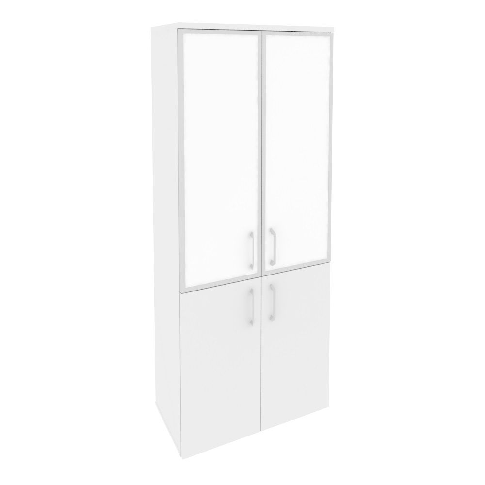 Шкаф высокий широкий Riva ONIX со стеклом лакобель в раме O.ST-1.2R white/black