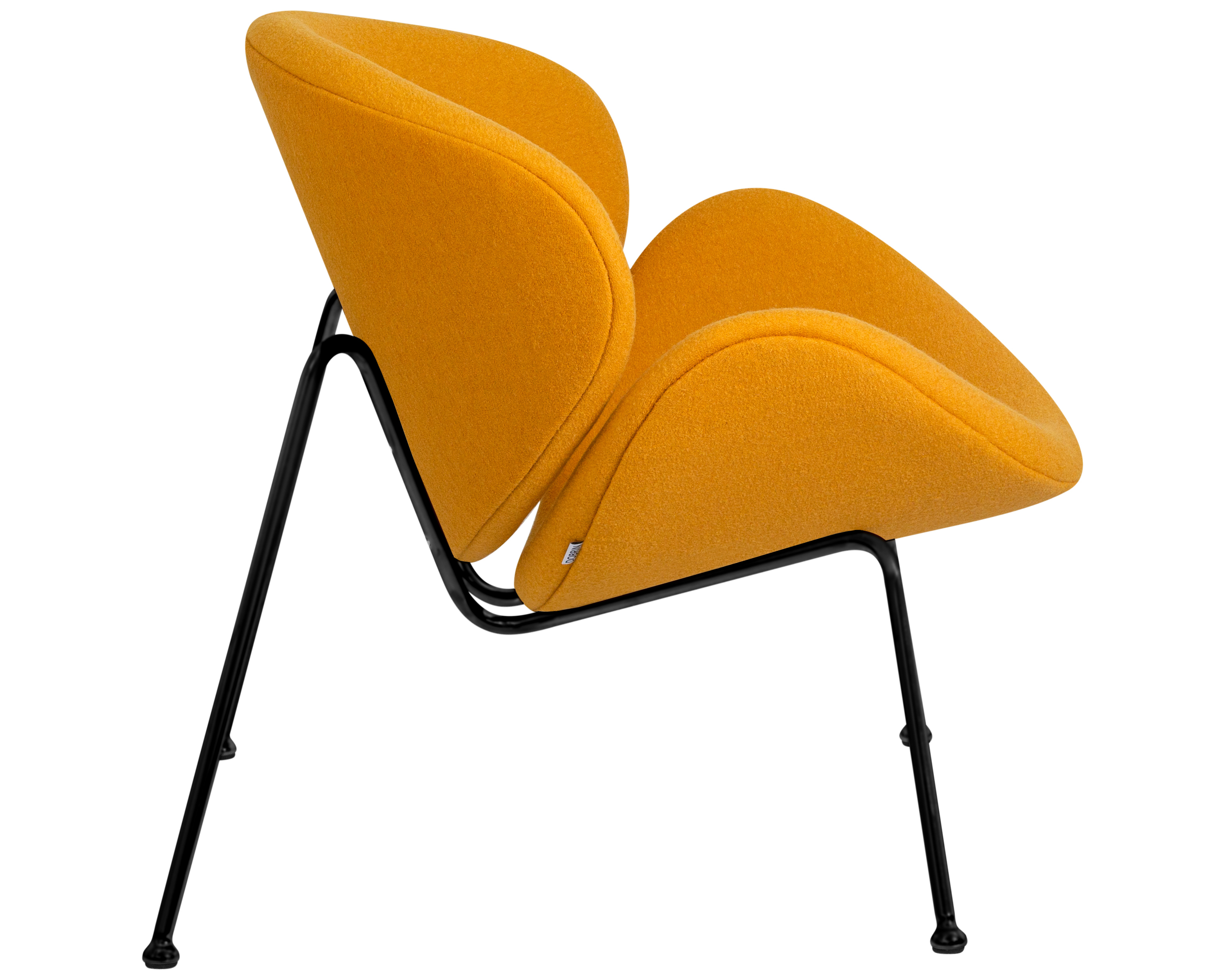 Кресло дизайнерское DOBRIN EMILY желтая ткань AF13, черное основание