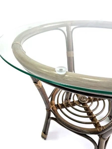 Комплект мебели из ротанга Багама дуэт с круглым столом олива (подушки шенилл полные светлые)