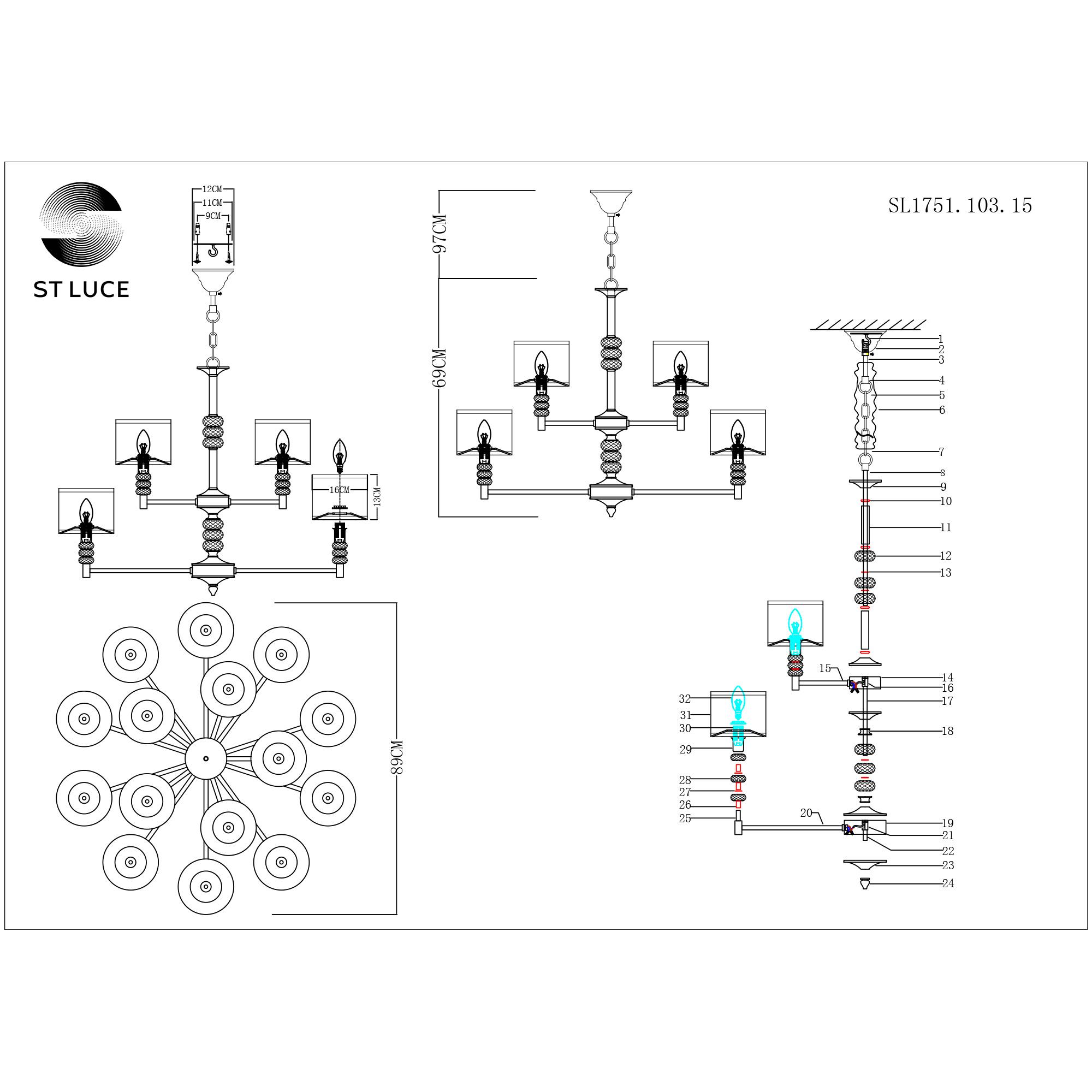 Подвесная люстра ST LUCE ENITA SL1751.103.15